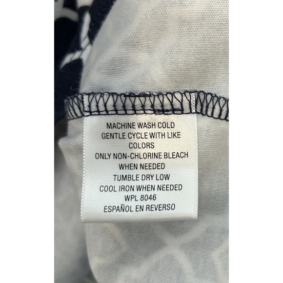 Charter Club Women XL Navy Blue Geometric Pima Cotton Boat Neck T-Shirt Top - Picture 5 of 7